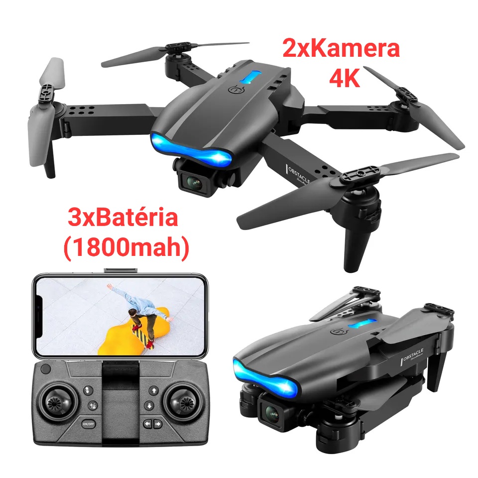 Dron:3xBateria:2xKamera-4k:Úplne nový