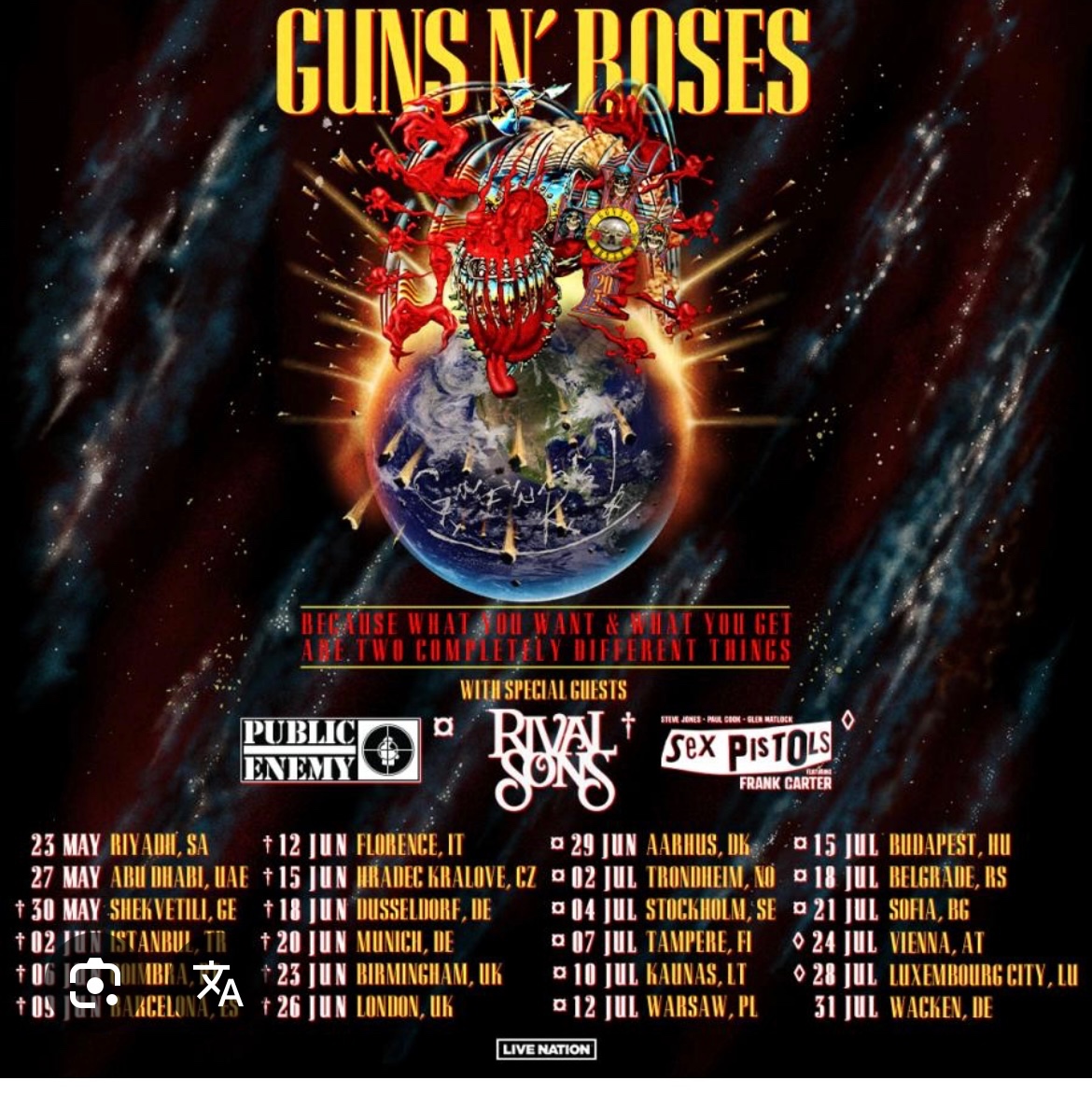 Predám lístky na koncert Guns N’ Roses vo Viedni