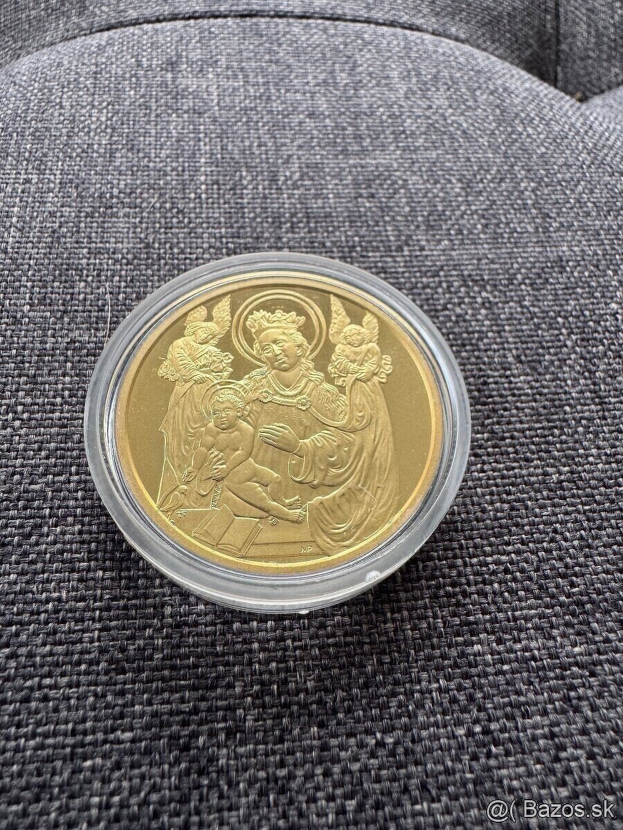 Medaila mosadzná pozlátená - Vianočná medaila v kapsli 19 g