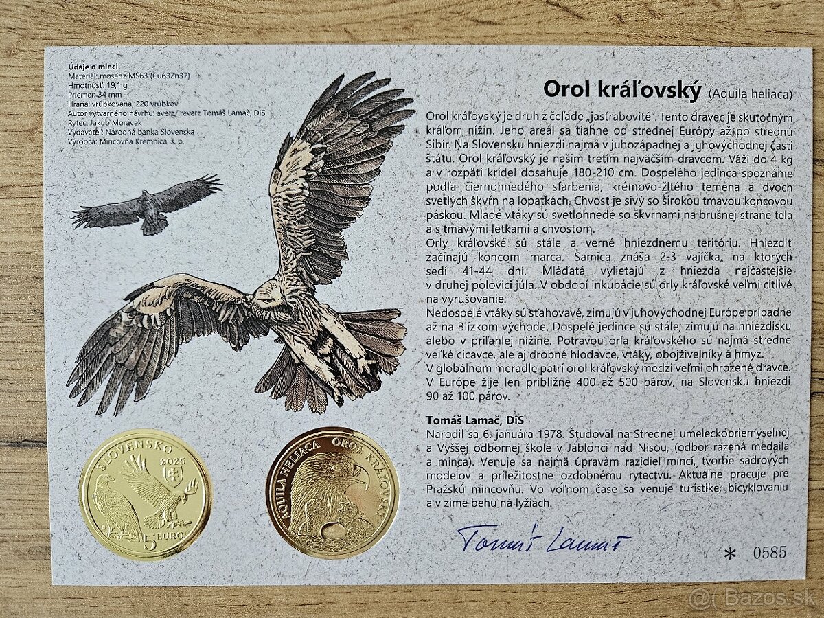 Orol kráľovský - Pamätný list