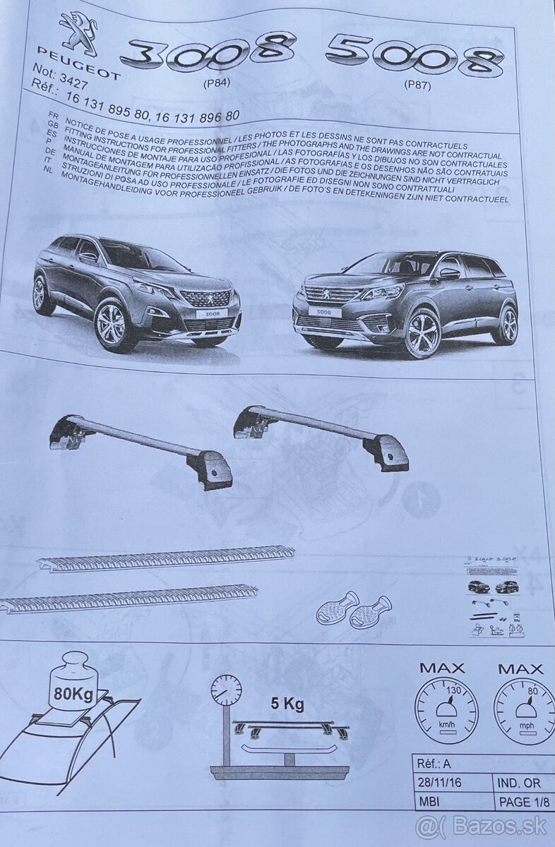 Priečniky peugeot 3008 / 5008