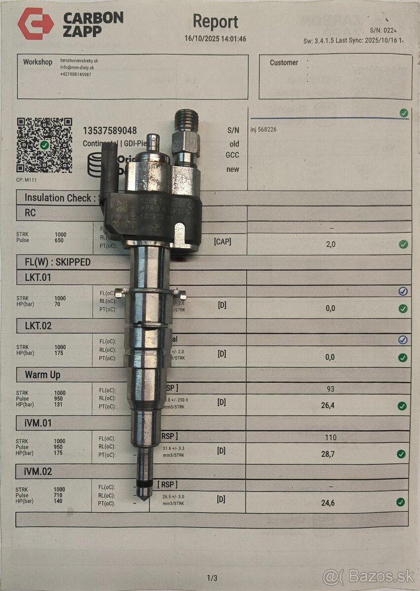 Piezo GDI vstrekovač BMW