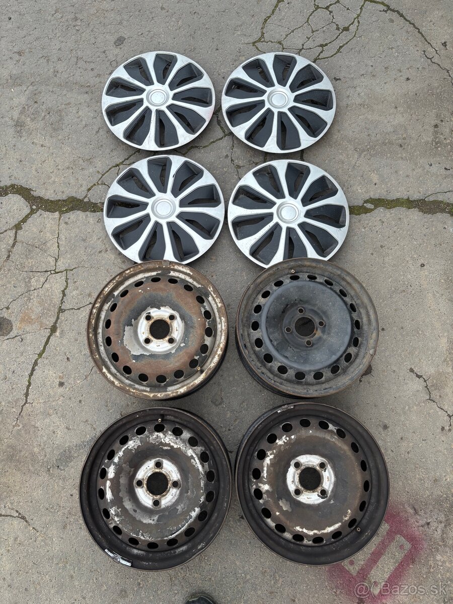 Predám plechové disky 4x100 r15 + puklice
