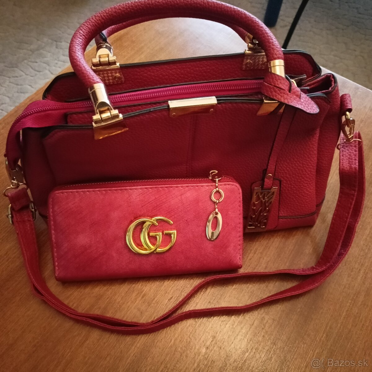 Červená kabelka + červená peňaženka