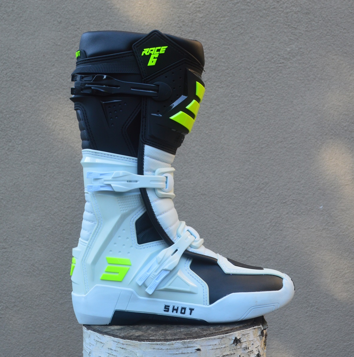 Topánky čižmy SHOT biele žlté fluo čierne