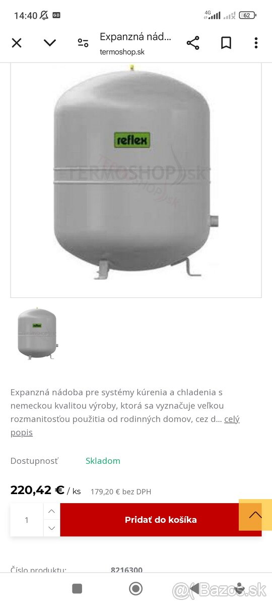 Expanzna nádoba tlaková nádrž 100 l.