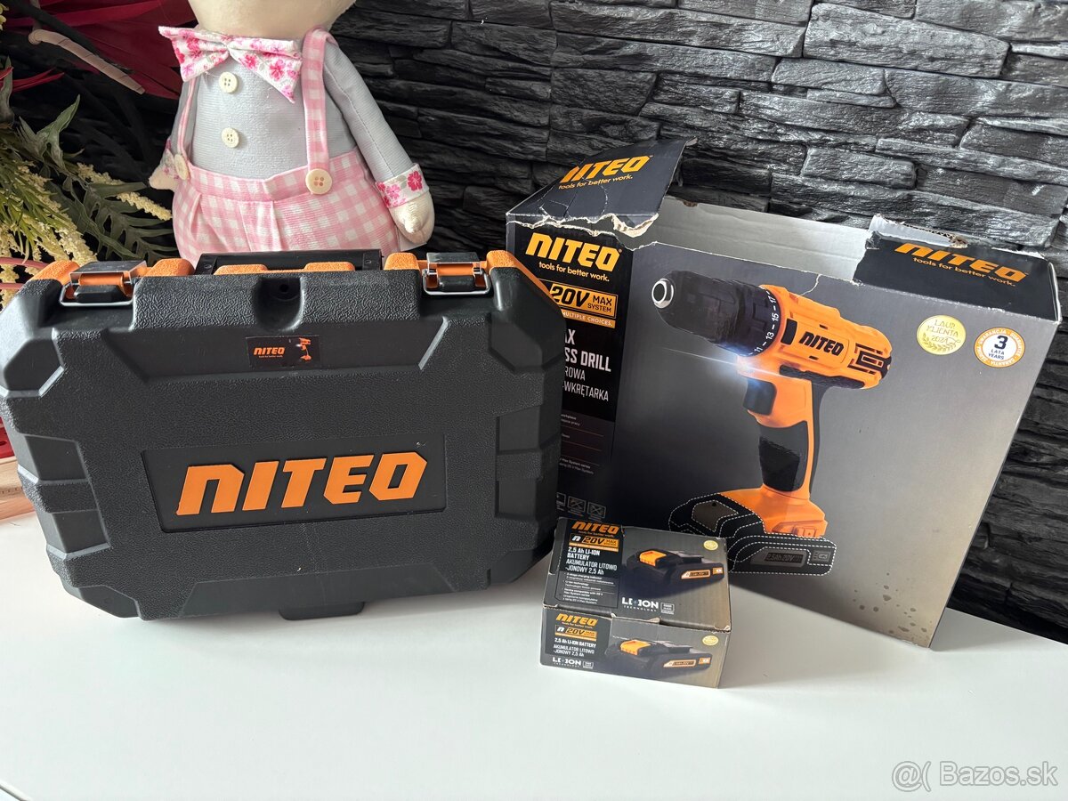 Akumulátorová AKU vŕtačka Niteo 20V Max s akumulatorom