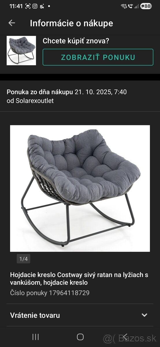 Ratanove hojdiacie kreslo