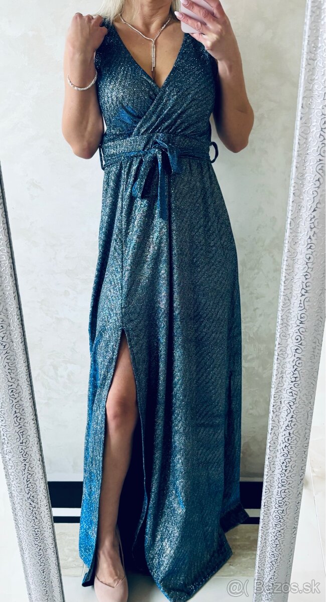 Spoločenské šaty metalic blue