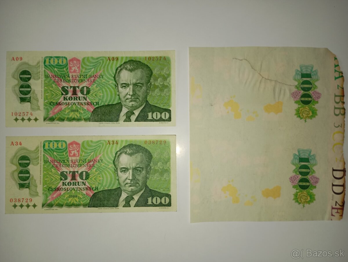 BANKOVKY 100 KČS 1989, VZÁCNÉ SÉRIE A ROZPRACOVANÝ NÁTISK