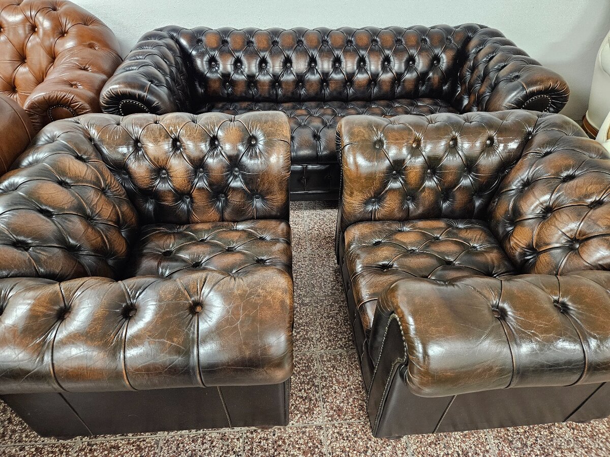 CHESTERFIELD ŠTÝL,DVOJFAREBNÁ KOŽENÁ