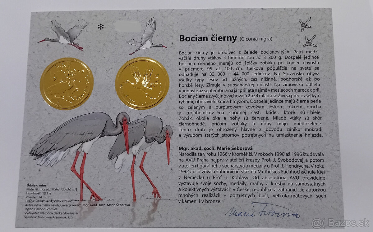 Autorská karta k 5€ minciam.