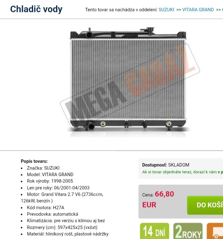 Chladič Suzuki grand vitara xl7