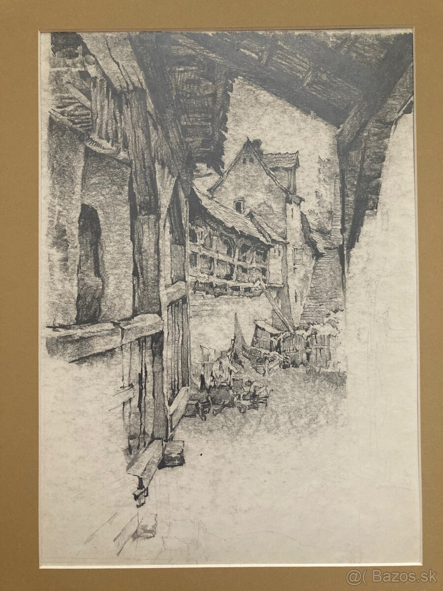 Gejza Angyal - Stará ulička v Kremnici, 1923