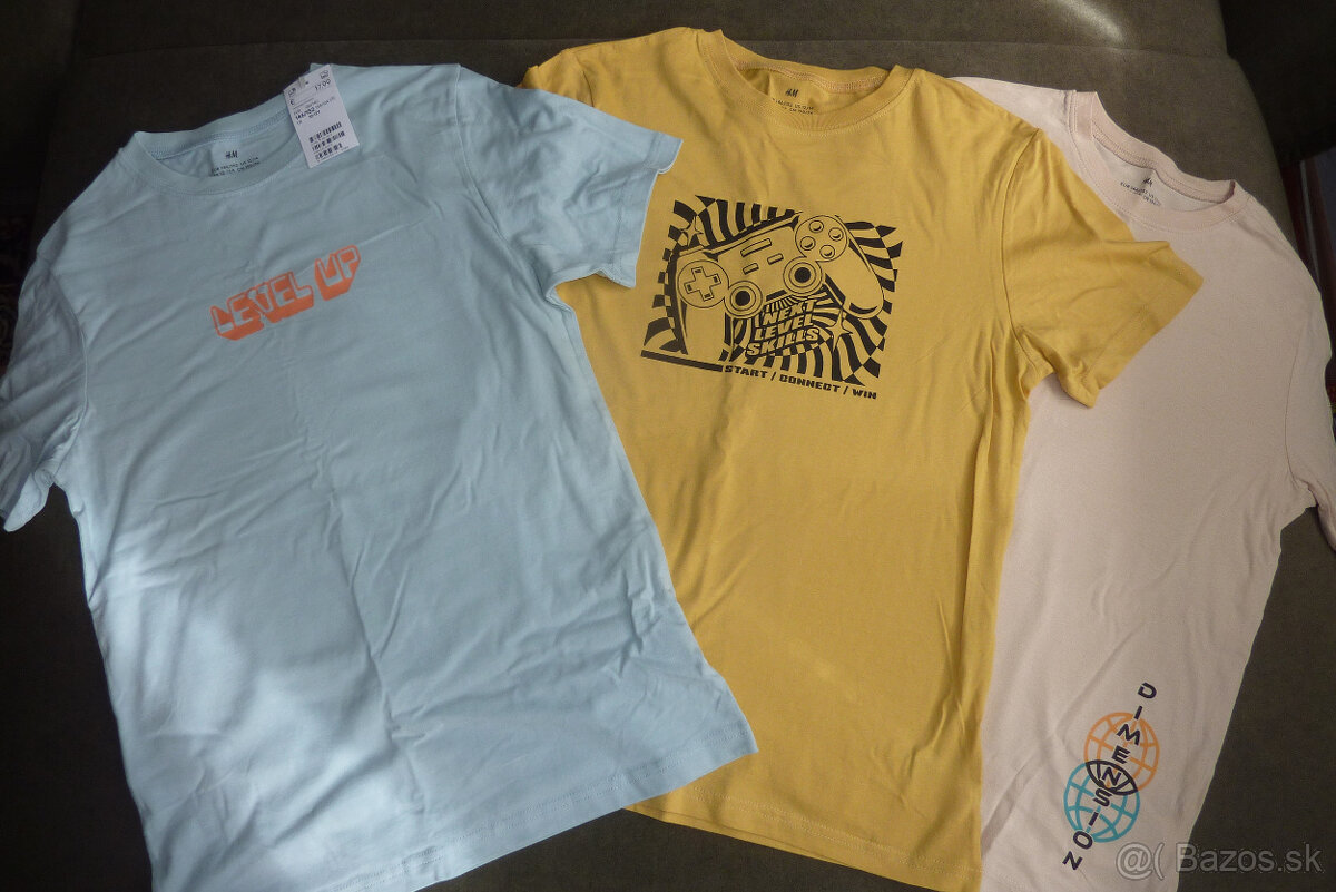 SET 3 ks tričiek značka HM, v.146/152, 100% bavlna, NOVÉ