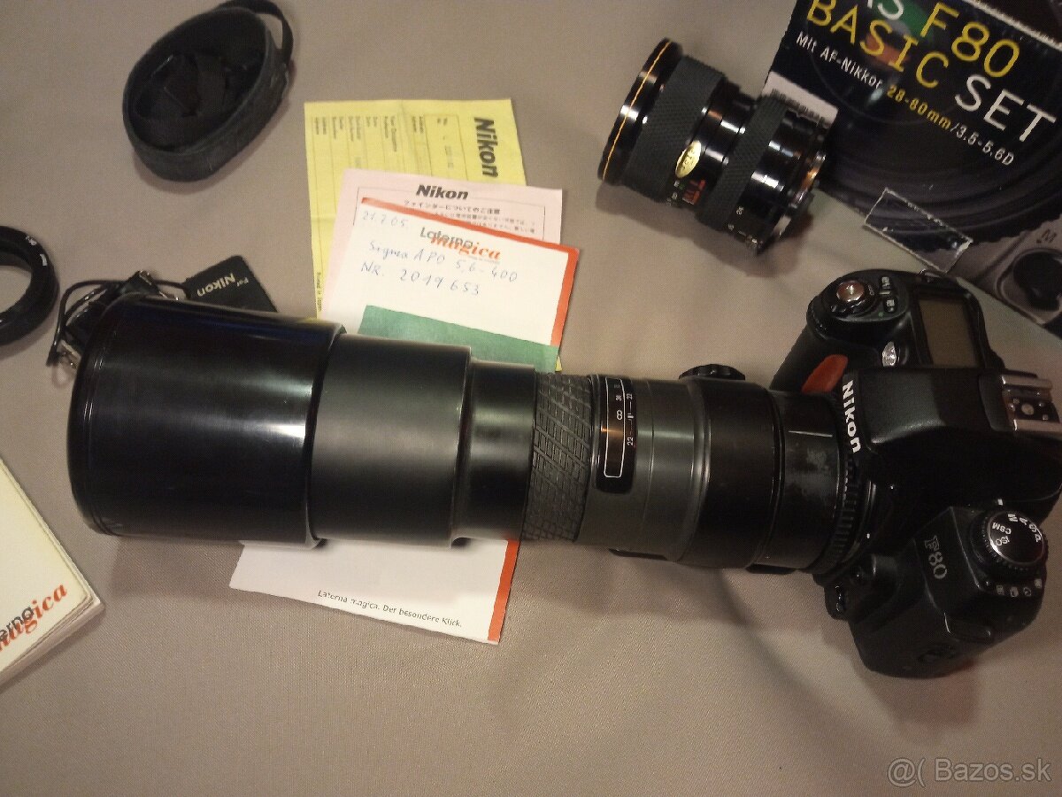 Nikon F80 + objektívy Sigma a soligor + porst fotoaparát