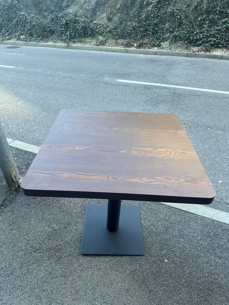 Bistro stolík, MDF a oceľ, štvorcový, 80x80x75 cm, tmavý pop