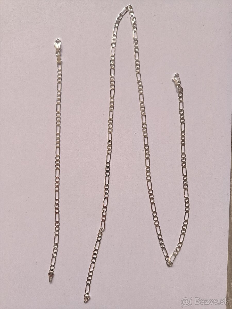 Strieborný set retiazka + náramok striebro 925