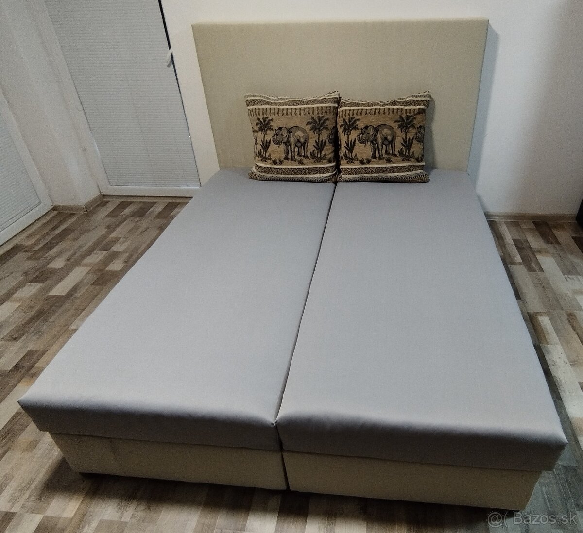 manzelska postel bezovo siva , 160x195x46 cm