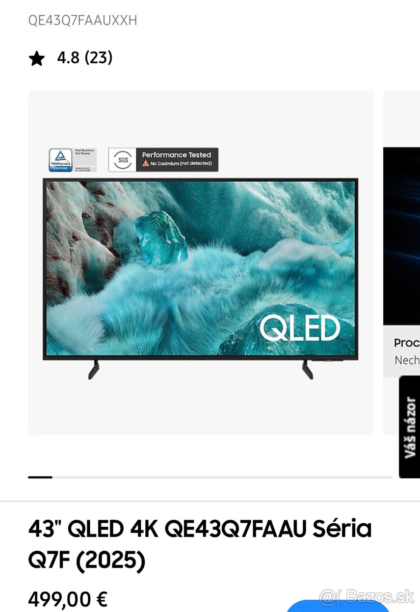 nový Smart TV Samsung QLED 43" 2025