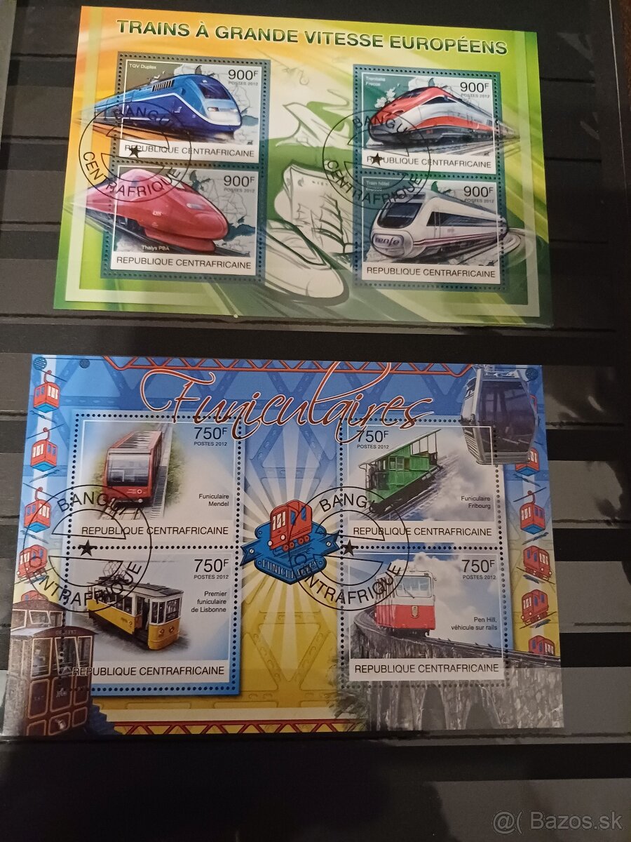 predám známky - vlaky - Centrafricaine,Vietnam,Benin