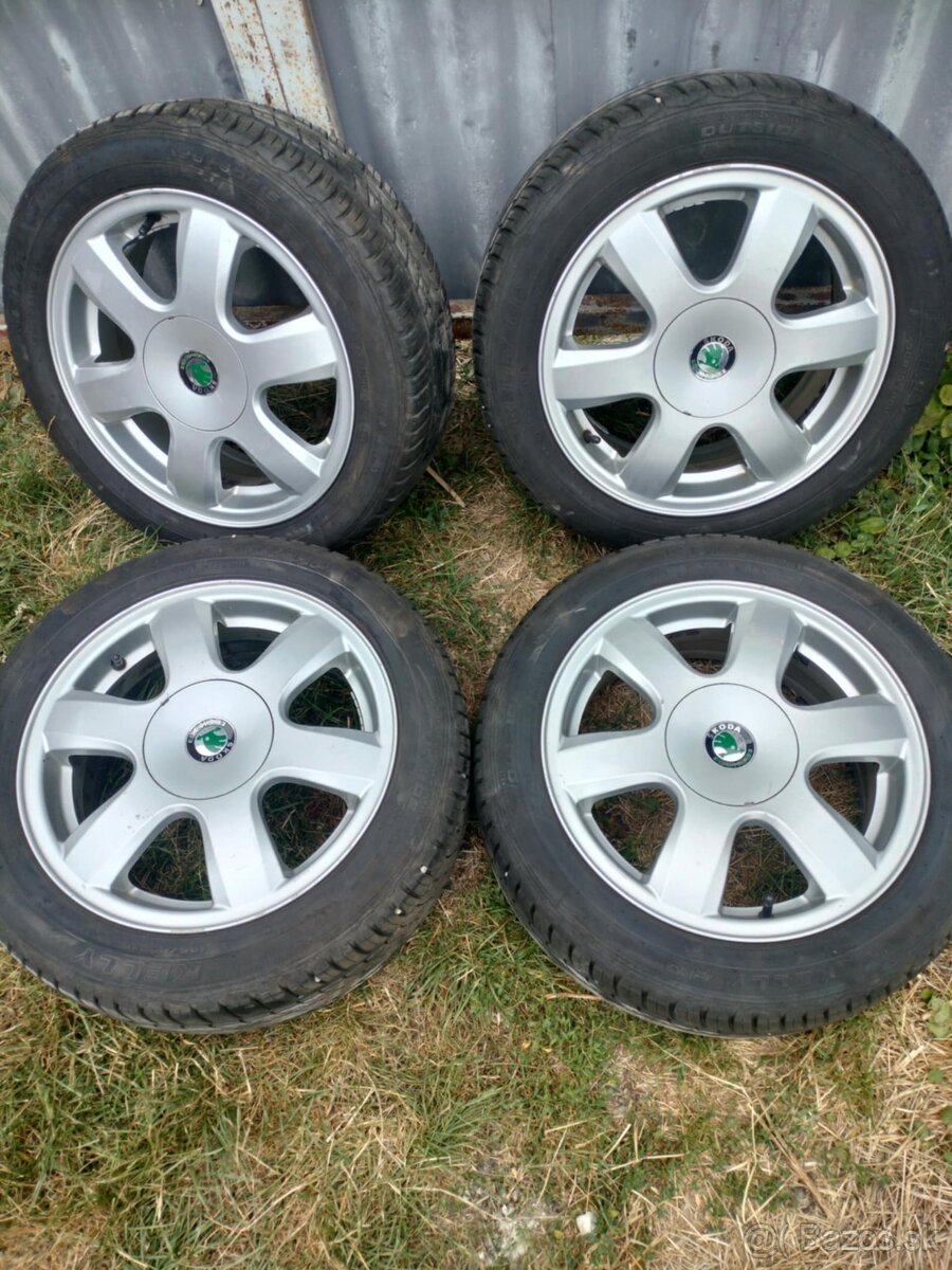 ☀️4ks alu disky orig. Škoda 5x100 r15 pneu 7mm 195/50 r15