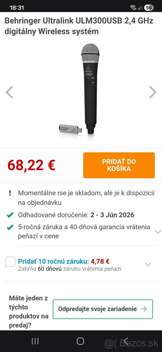 Mikrofón Behringer USB