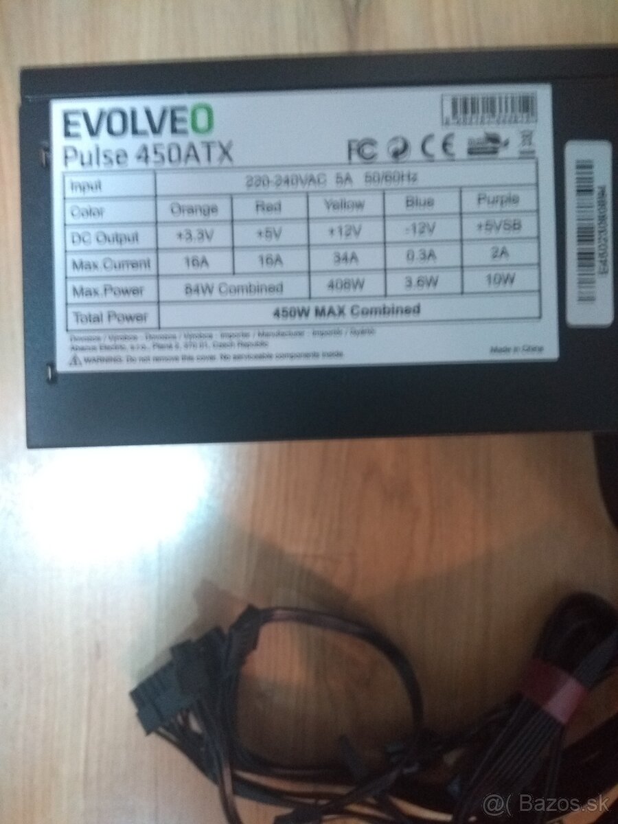 Predám zdroj EVOLVEO Pulse 450ATX, 450W.