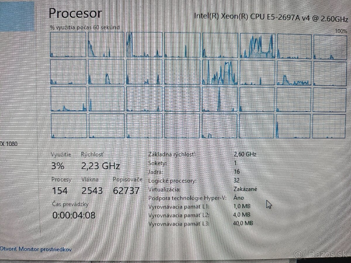 Xenon 16 jadier, 45MB cache, 32GB RAM, GTX 1080