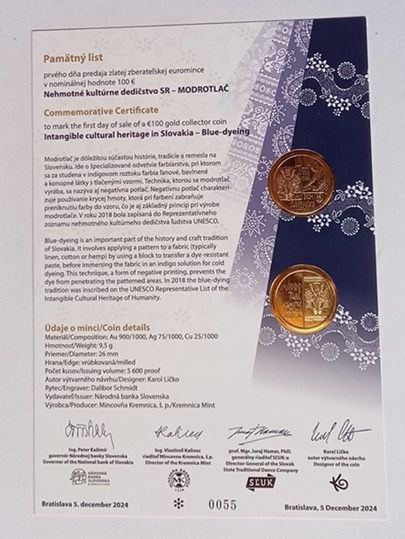 Pamätný list 2024 Modrotlač