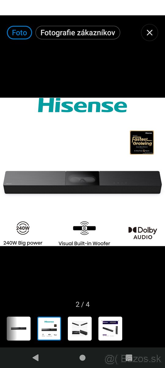 Predám nový soundbar Hisense HS2000