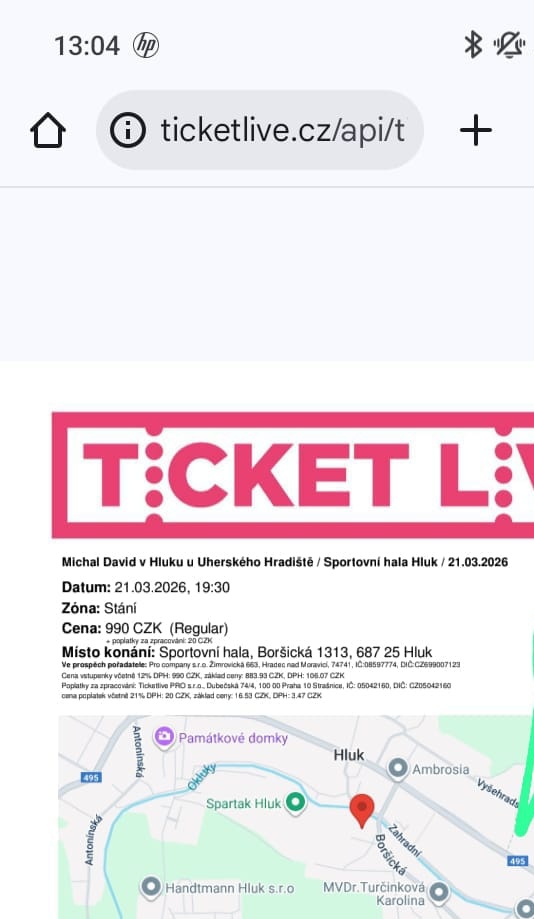 Predám 2stupenky na Michala davida