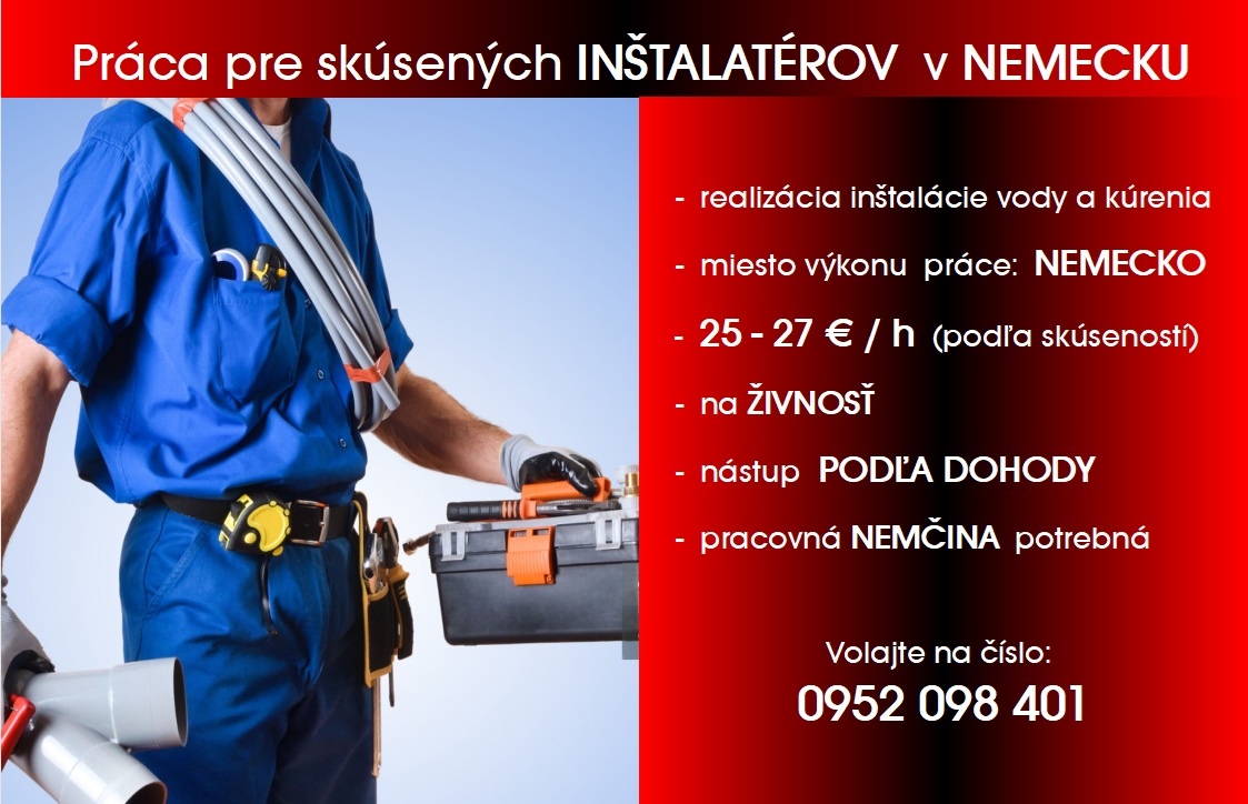 Práca pre INŠTALATÉROV v NEMECKU