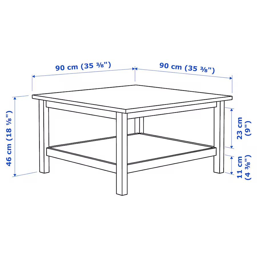 HEMNES Konferenčný stolík, bielo morené/svetlohnedá, 90x90 c