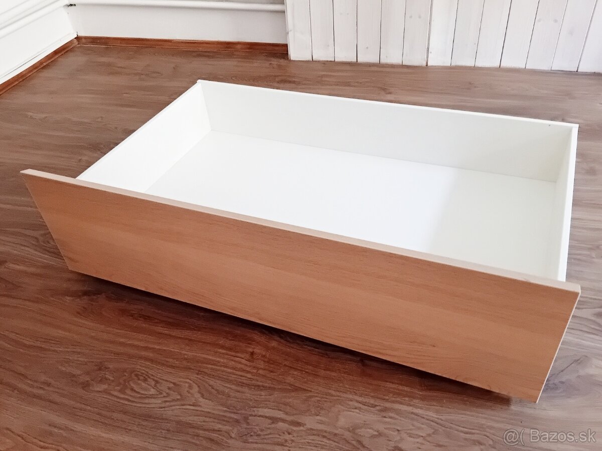 MALM Úl. pries. pre vys. rám postele, bielo morená dub dyha