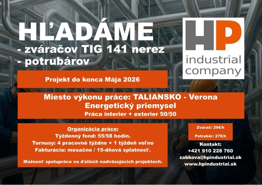 Zvárač TIG a potrubár TALIANSKO