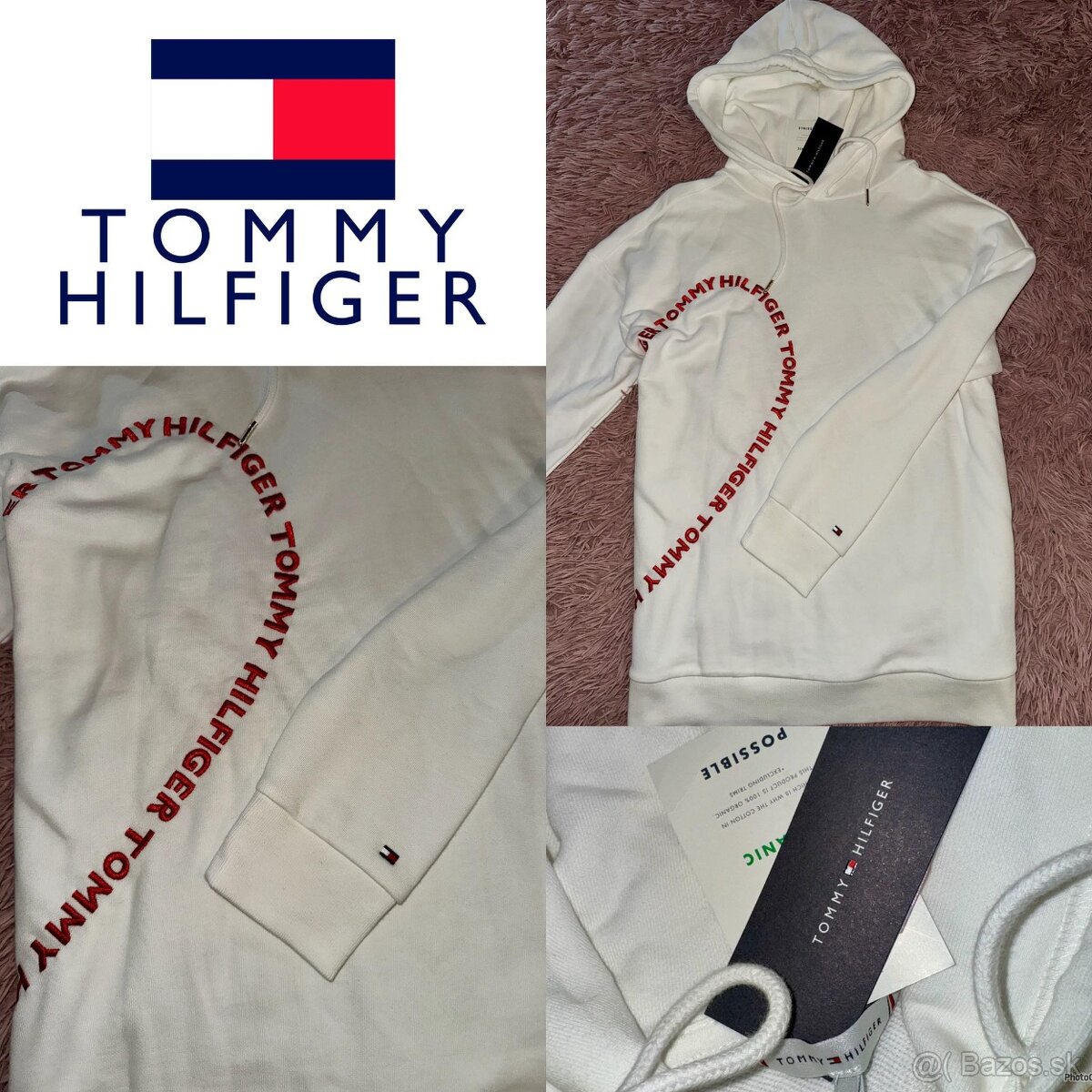 tommy hilfiger white original luxusna mikina s visackou