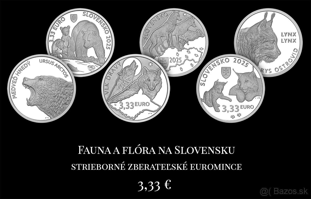 Strieborné mince - Fauna a Flóra na Slovensku + Pamätný list