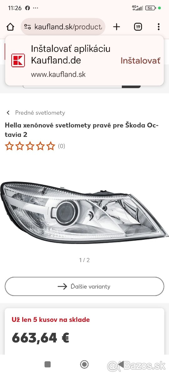 Svetlo xenon ľavý soferova strana