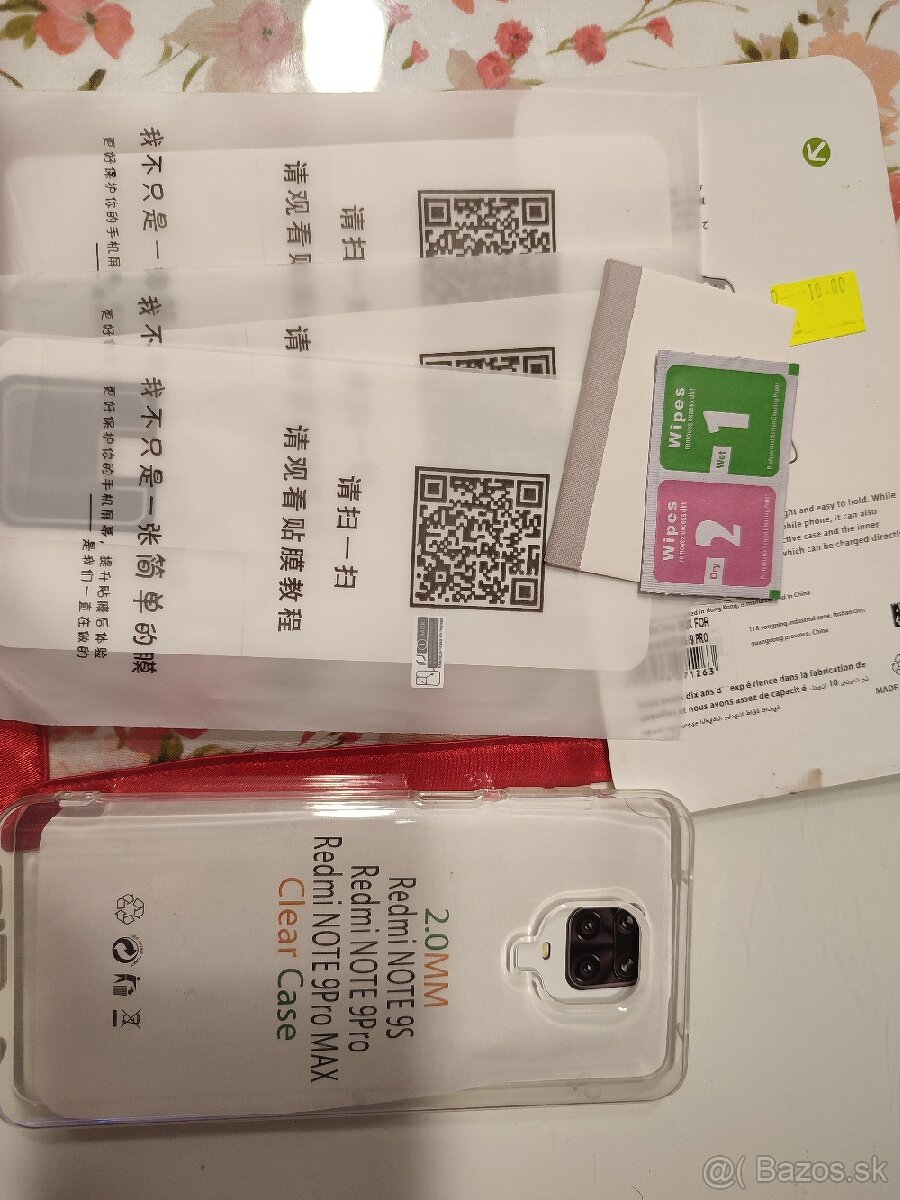 Predám transparentný obal a fólie Redmi Note 9 S/Pro