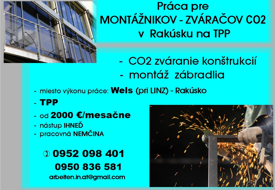 TPP MONTÁŽNIK - ZVÁRAČ Rakúsko