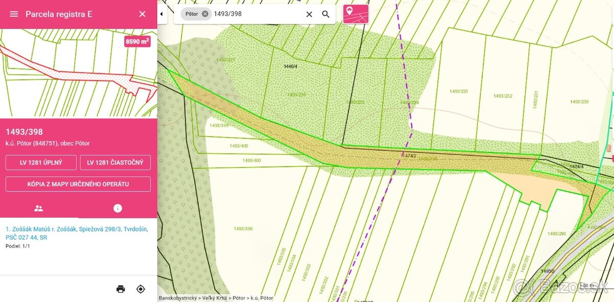 Pôtor – veľký stavebný pozemok 61 641 m² • súkromný vstup