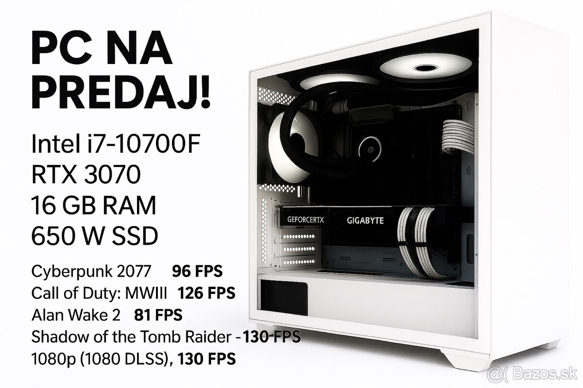 🖥️ BIELY GAMING POČÍTAČ S RTX 3070 A VODNÝM CHLADENÍM