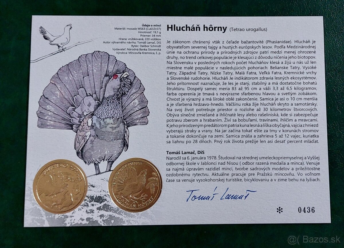 Autorská karta 5€ Hlucháň hôrny