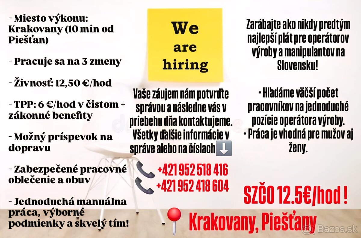 HĽADÁME OPERÁTOROV VÝROBY a MANIPULANTOV 12.5e