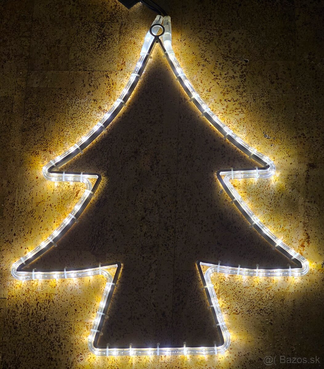 LED hliníkový stromček, 61x51cm, 72 LED studená/teplá biela