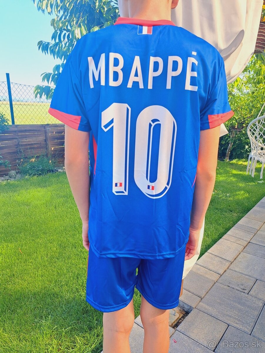 Detský nenoseny futbalovy dres Mbappe modry
