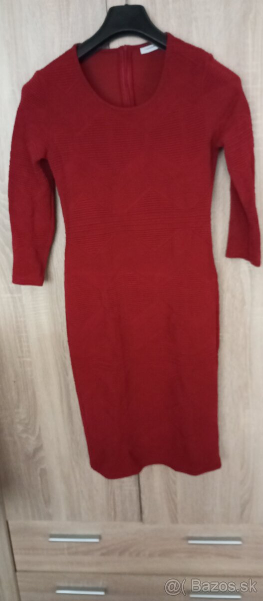 Šaty dlhý rukáv tehlová farba s/m