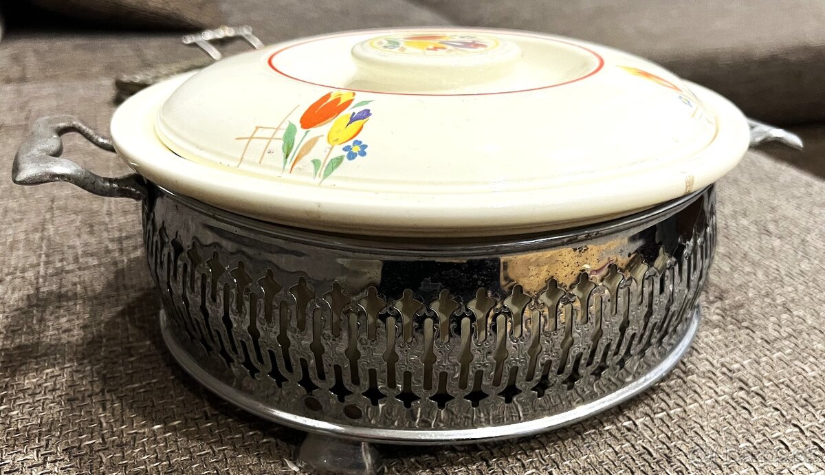 Starožitná postriebrená polievková misa