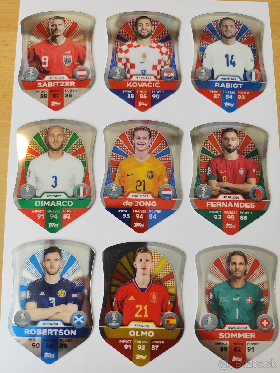 chrome shield Euro 2024 kartičky topps match attax celý set